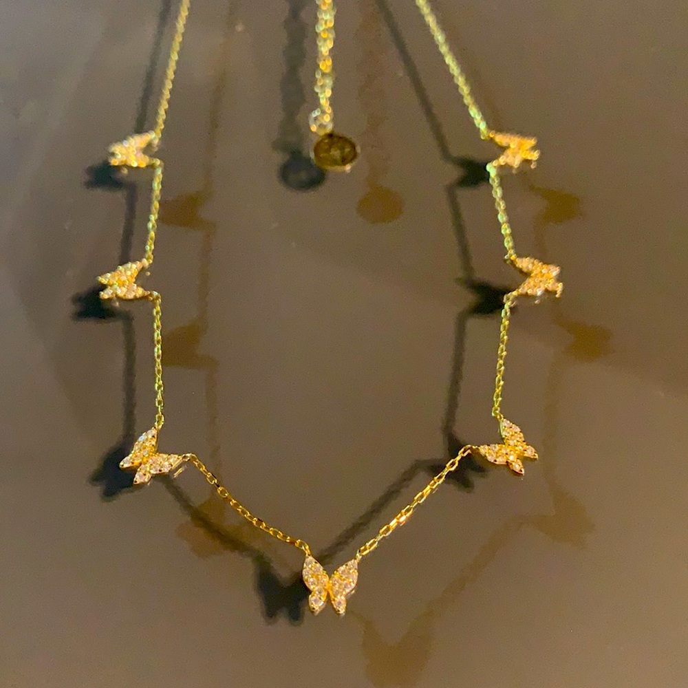 SPHERA MILANO Gold Vermeil CZ Butterfly Necklace